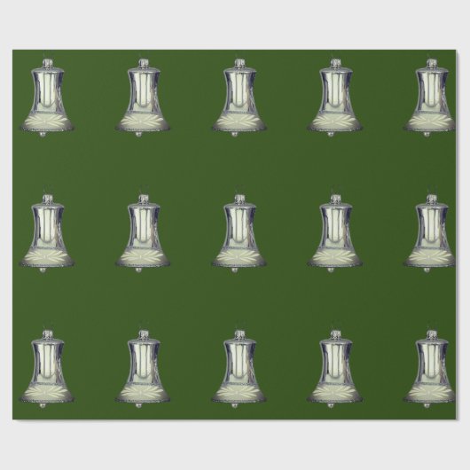 Silver Bells Green Wrapping Paper Cadeaupapier (Vlak)