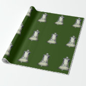 Silver Bells Green Wrapping Paper Cadeaupapier (Uitgerold)