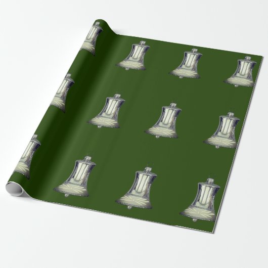 Silver Bells Green Wrapping Paper Cadeaupapier (Uitgerold)