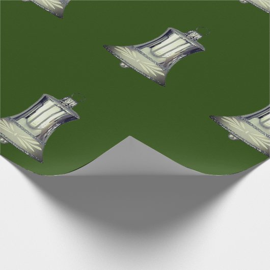 Silver Bells Green Wrapping Paper Cadeaupapier (Hoek)
