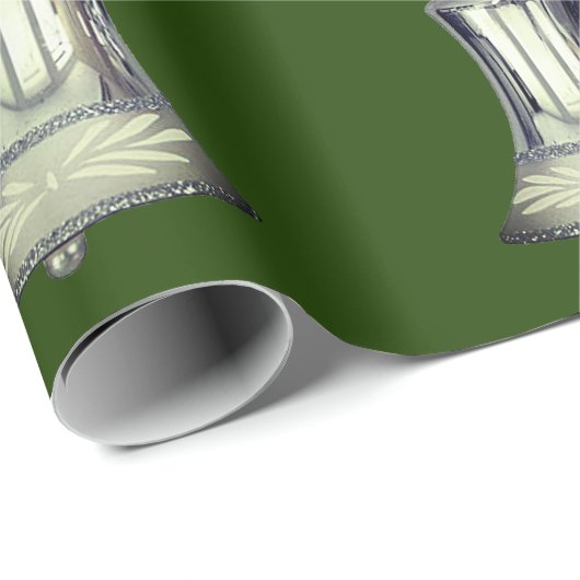 Silver Bells Green Wrapping Paper Cadeaupapier (Rol Hoek)