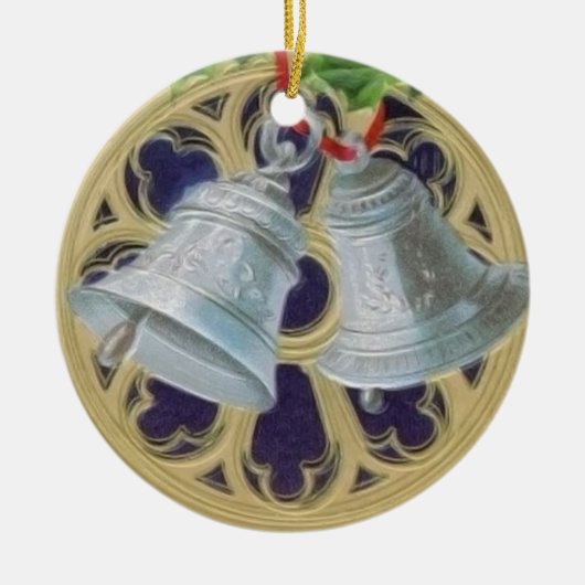 Silver Bells, Holly and Glas in lood Personalized Keramisch Ornament (Voorkant)