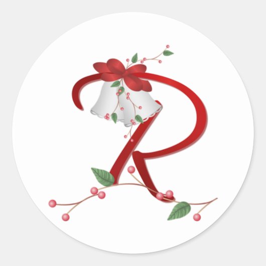 Silver Bells Initiaal R ronde Stickers (Voorkant)