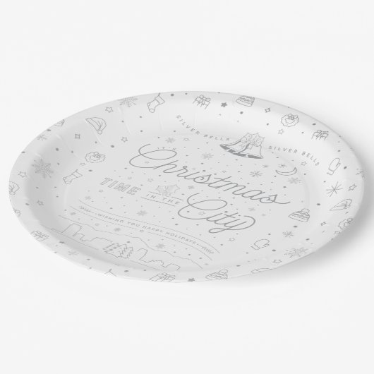 Silver Bells Kerst 9" Papieren Borden Papieren Bordje (Gekanteld)