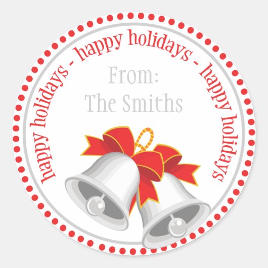 Silver Bells-Kerst sticker Prettige feestdagen (Voorkant)