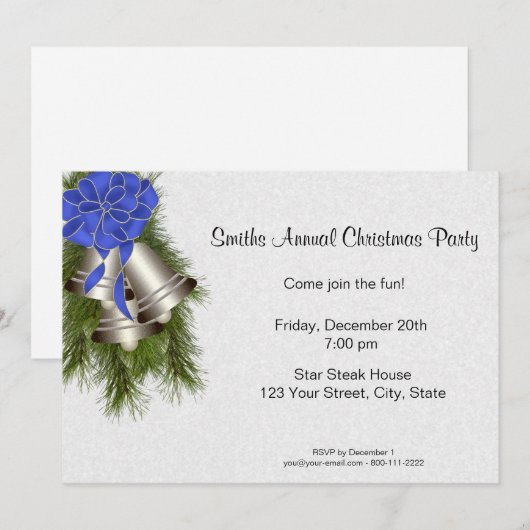 Silver Bells kerstfeestuitnodiging Kaart (Voorkant / Achterkant)