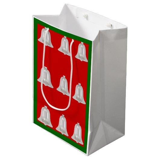 Silver Bells middelgrote Gift Bag Medium Cadeauzakje (Voorkant Gekanteld)