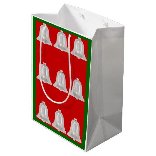 Silver Bells middelgrote Gift Bag Medium Cadeauzakje (Achterkant Gekanteld)