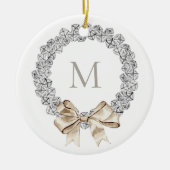 Silver Bells Monogrammed Krans Kerstmis Keramisch Ornament (Voorkant)