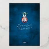 Silver Bells Navy Blue-kerstfoto Folie Feestdagenkaart (Achterkant)