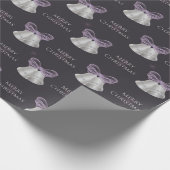 Silver Bells & Paarse Bow Merry Kerstmis Cadeaupapier (Hoek)