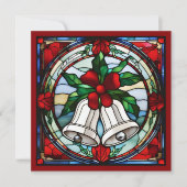 Silver Bells Red Ribbon Faux Glas in lood (Voorkant)