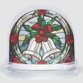 Silver Bells Red Ribbon Faux Glas in lood Sneeuwbol (Voorkant)