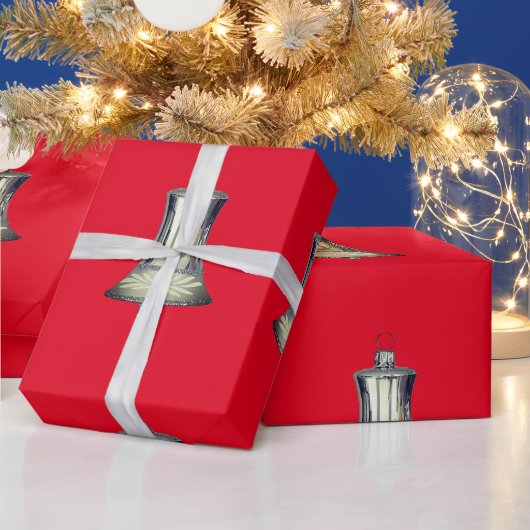 Silver Bells Red Wrapping Paper Cadeaupapier (Feestdagen)