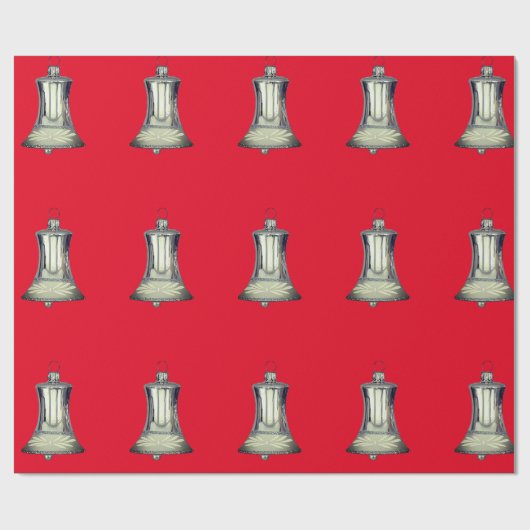 Silver Bells Red Wrapping Paper Cadeaupapier (Vlak)