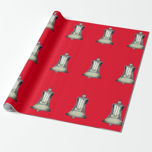 Silver Bells Red Wrapping Paper Cadeaupapier (Uitgerold)