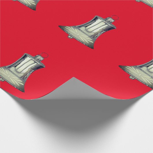 Silver Bells Red Wrapping Paper Cadeaupapier (Hoek)