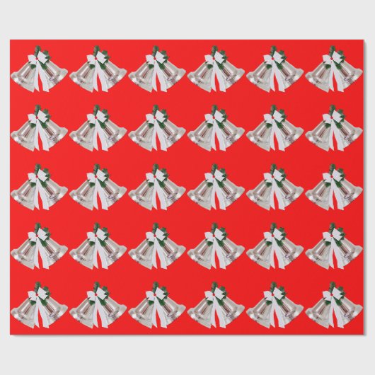 Silver Bells Red Wrapping Paper Cadeaupapier (Vlak)