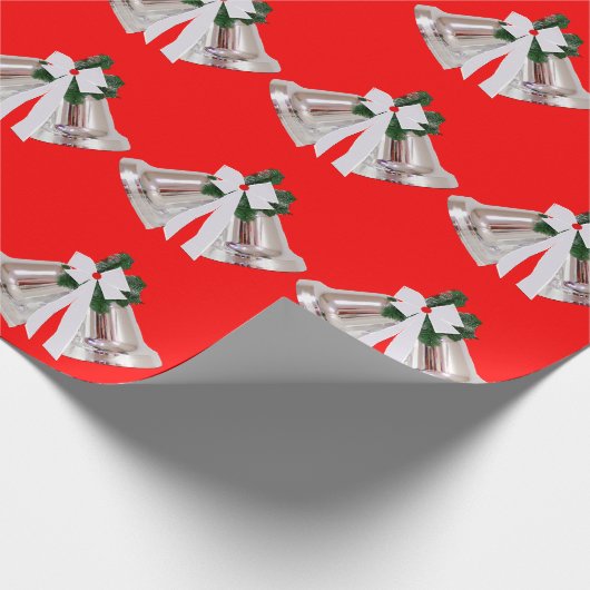 Silver Bells Red Wrapping Paper Cadeaupapier (Hoek)