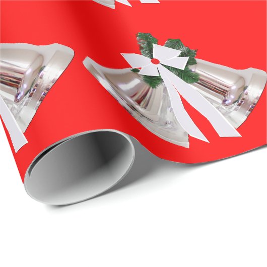 Silver Bells Red Wrapping Paper Cadeaupapier (Rol Hoek)