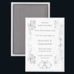Silver Bells Scroll Design Wedding Save the Date Magneet<br><div class="desc">Trouwen slaan de datum magneet klokken ontwerp. Pas deze zilverkleurige bruiloft aan en sla de datummagneet op met uw trouwgegevens. Mocht u hulp nodig hebben bij het aanpassen,  neem dan contact met ons op via de link op deze pagina. Zilverkleurige klokken ontwerp gepersonaliseerde bruiloft opslaan van de datum magneet</div>