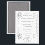 Silver Bells Scroll Design Wedding Save the Date Magneet<br><div class="desc">Trouwen slaan de datum magneet klokken ontwerp. Pas deze zilverkleurige bruiloft aan en sla de datummagneet op met uw trouwgegevens. Mocht u hulp nodig hebben bij het aanpassen,  neem dan contact met ons op via de link op deze pagina. Zilverkleurige klokken ontwerp gepersonaliseerde bruiloft opslaan van de datum magneet</div>