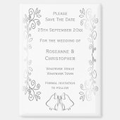 Silver Bells Scroll Design Wedding Save the Date Magneet (Voorkant)