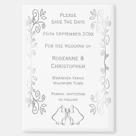 Silver Bells Scroll Design Wedding Save the Date Magneet