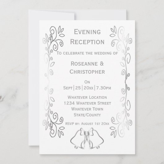 Silver Bells Scrollwork bruiloft receptie Kaart (Voorkant)