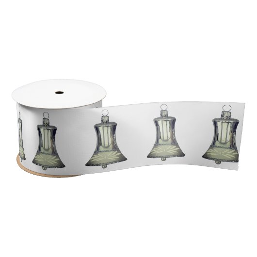 Silver Bells White Ribbon Satijnen Lint (Spoel)