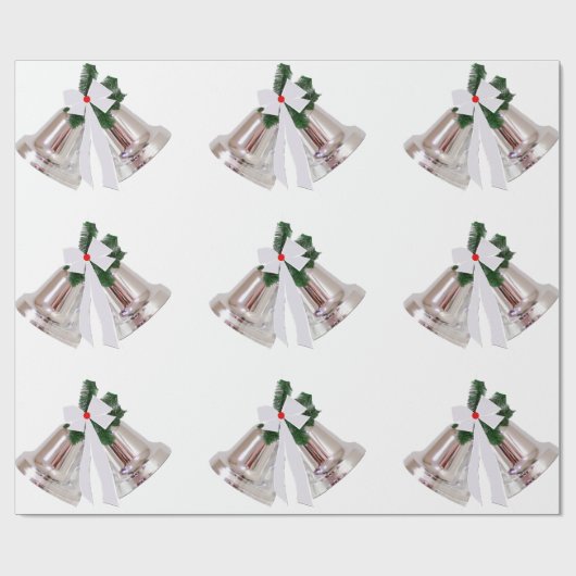 Silver Bells White Wrapping Paper Cadeaupapier (Vlak)