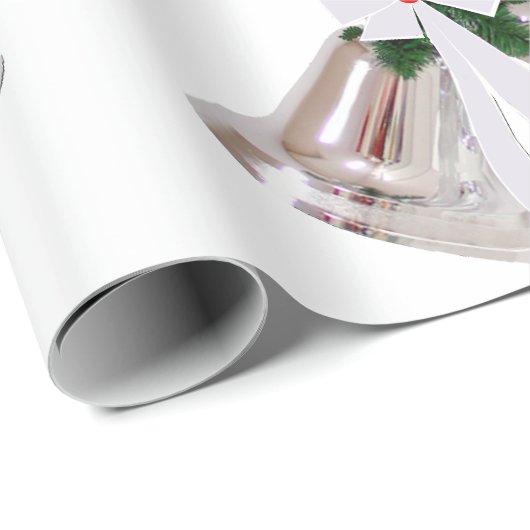 Silver Bells White Wrapping Paper Cadeaupapier (Rol Hoek)
