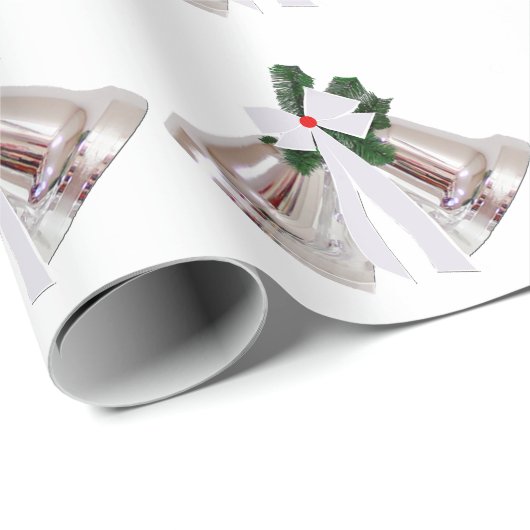 Silver Bells White Wrapping Paper Cadeaupapier (Rol Hoek)