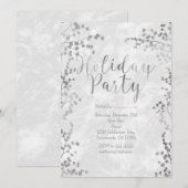 Silver Berries Holiday Party Winteruitnodigingen Kaart (Voorkant / Achterkant)