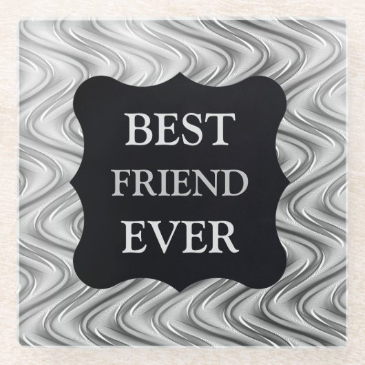 Silver Best FRIEND Ever-ontwerp Glazen Onderzetter (Voorkant)