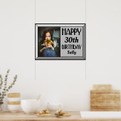 Silver Beveled Art Deco Birthday Foto Poster (Keuken)