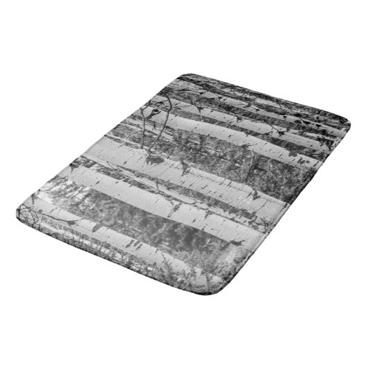 Silver Birch Tree Trunk Black en White Design Badmat (Gekanteld)
