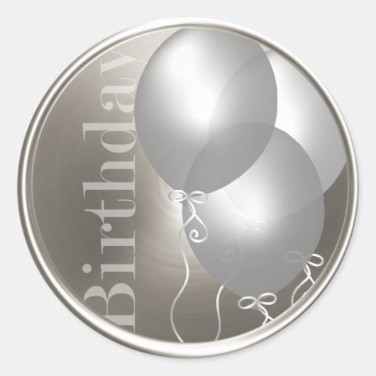 Silver Birthday Balloons Silver Envelope Seal Ronde Sticker (Voorkant)