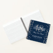 Silver Birthday Guestbook Glitter Confetti Navy Notitieboek (Binnen)