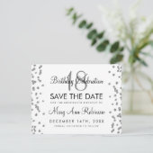 Silver Birthday Save Date Glitter Confetti White Save The Date (Staand voorkant)