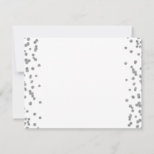 Silver Birthday Save Date Glitter Confetti White Save The Date (Achterkant)