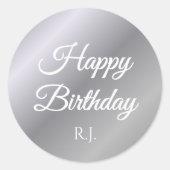 Silver Birthday Sticker | Custom Monogram (Voorkant)