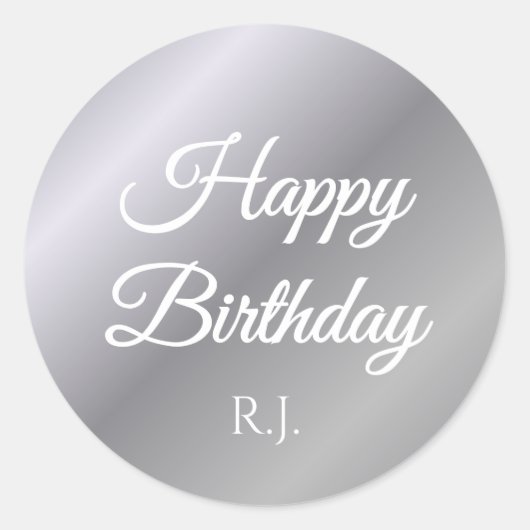 Silver Birthday Sticker | Custom Monogram (Voorkant)