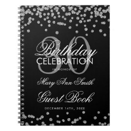 Silver Black 30th Birthday Guest Book Confetti Notitieboek