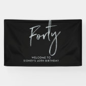 Silver & Black 40e verjaardagsfeestje welkom Spandoek (Horizontaal)