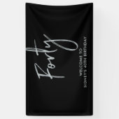Silver & Black 40e verjaardagsfeestje welkom Spandoek (Verticaal)