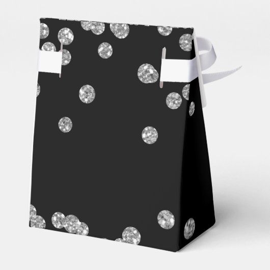 Silver Black 40th Verjaardag Dank u Confetti Bedankdoosjes (Achterkant)