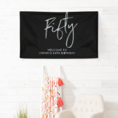 Silver & Black 50e verjaardag feest Welkom Spandoek (Insitu)