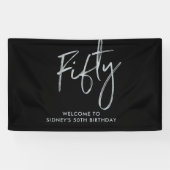 Silver & Black 50e verjaardag feest Welkom Spandoek (Horizontaal)