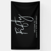 Silver & Black 50e verjaardag feest Welkom Spandoek (Verticaal)